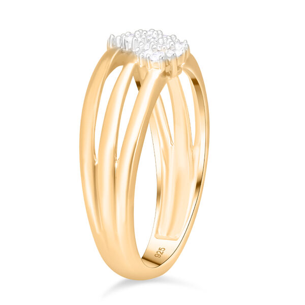 Wei&szlig;er Diamant P Ring 925 Silber Gelbgold Vermeil (Gr&ouml;&szlig;e 20.00) ca. 0,33 ct image number 4