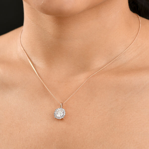 Moissanit Anhänger mit 50cm Kette, 925 Silber 750 Roségold Vermeil - 2 ct. image number 3