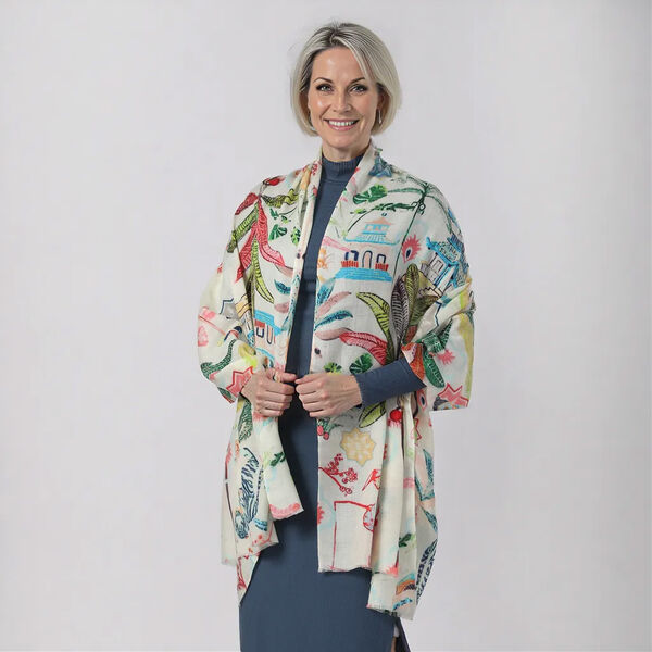 LA MAREY Schal aus 100% Kaschmirwolle, 70x195 cm, Cremefarben image number 0