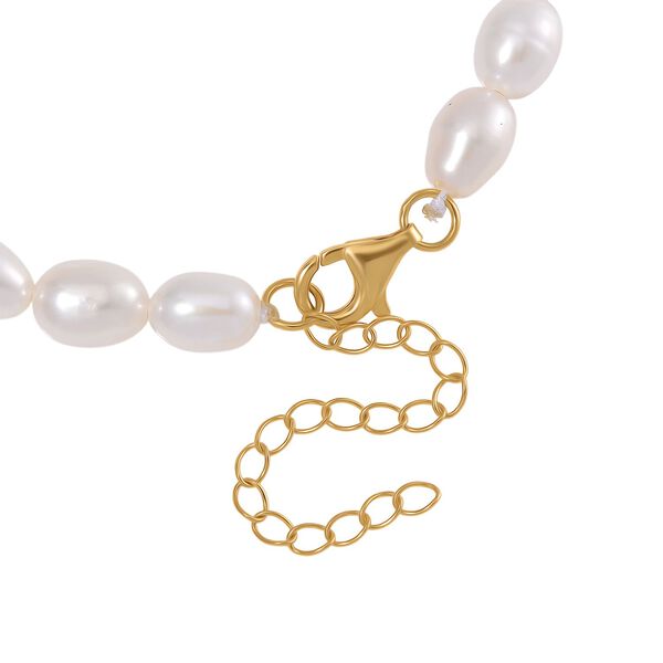 Keshi Perle, Weiße Süßwasser Perle Armband ca. 18 cm+ 5 cm Extender, 925 Silber vergoldet image number 4