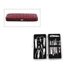 14-tlg Manik&uuml;re-Set, Strausslederoptik in weinrot