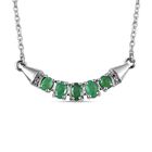Kagem sambische Smaragd Halskette, ca. 45 cm, 925 Silber platiniert ca. 0.90 ct