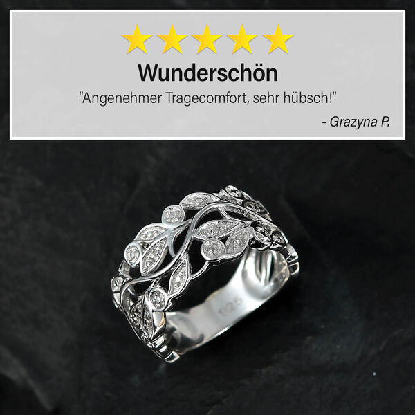 ALLORO Ring, Creolen und Anhänger mit Diamantakzenten, Silber platiniert image number 10