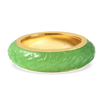 Gr&uuml;ner Jade-Ring, 925 Silber vergoldet (Gr&ouml;&szlig;e 16.50) ca. 13,00 ct