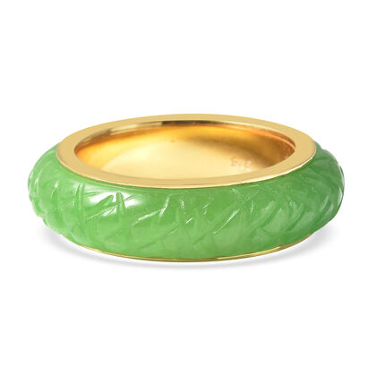 Gr&uuml;ner Jade-Ring, 925 Silber vergoldet (Gr&ouml;&szlig;e 16.50) ca. 13,00 ct