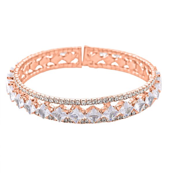 Wei&szlig;er Zirkonia Armreif, Flexibles (ca. 18-19 cm)  Nickelfreies Messing image number 2