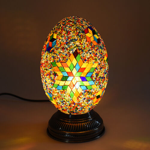 Handgefertigte orientalische Mosaik Glas Tischlampe - Ovalförmig, Größe 16x16x27 cm image number 1