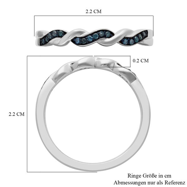 Blauer Diamant Ring 925 Silber platiniert  ca. 0,10 ct image number 6