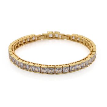 Wei&szlig;es Zirkonia-Armband in Goldton, 18+2,5cm