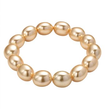 Flexibles goldenes Oval Muschelkernperle Armband