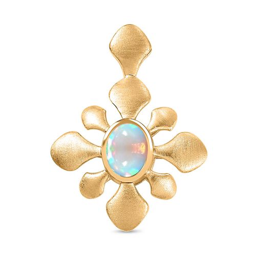 AA Natürlicher, äthiopischer Welo Opal Anhänger 925 Silber 750 Gelbgold Vermeil ca. 0.75 ct image number 0