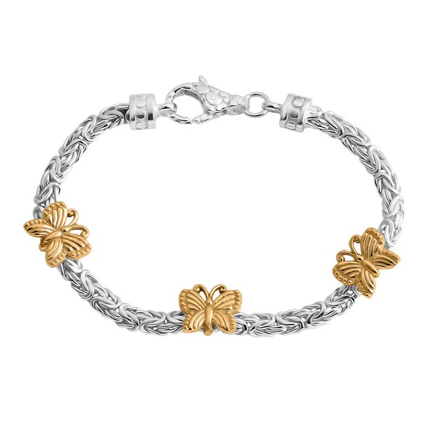 Royal Bali Kollektion- Zweifarbiges Schmetterling Armband, 19cm