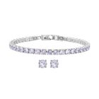 2er Weiße Zirkonia-Ohrstecker mit Armband, reines Messing ca. 21.00 ct image number 0