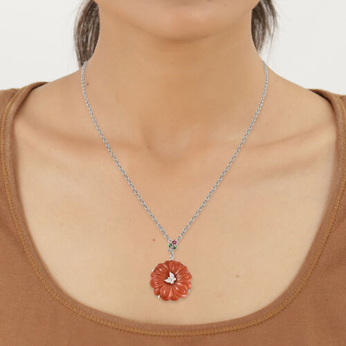 JARDIN KOLLEKTION- roter Jade und weißer Zirkon-Anhänger - 55,80 ct. image number 1