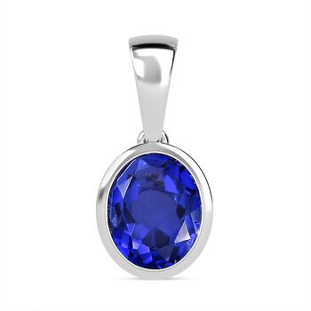 Tansanit-Farbe Quarz Anh&auml;nger 925 Silber rhodiniert ca. 2.05 ct