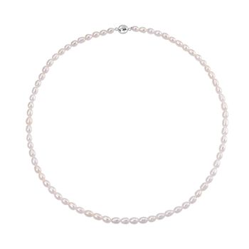 D'Joy AAA wei&szlig;e S&uuml;&szlig;wasserperle 50cm Halskette, 925 Silber rhodiniert