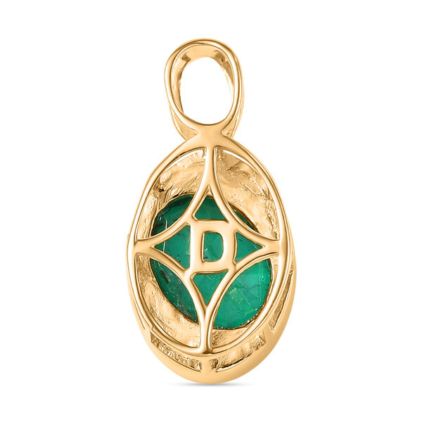 D'Joy Smaragd-Quarz Triplette Anhänger 925 Silber 750 Gelb Vergoldet ca. 2.80 ct image number 5