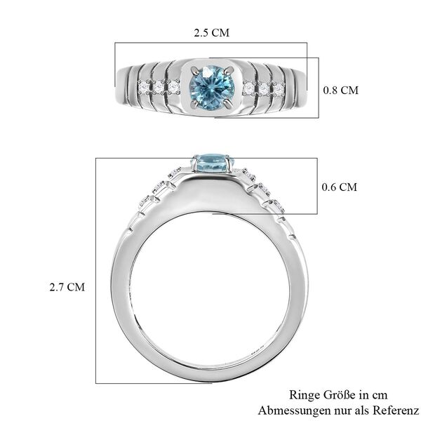 Kambodschanischer, blauer Zirkon, Moissanit Ring, 925 Silber platiniert (Gr&ouml;&szlig;e 21.00) ca. 1.12 ct image number 7