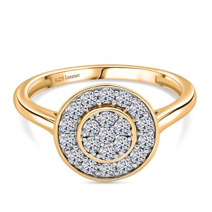 LUXURIANT DIAMOND -Lab Grown Diamant SI-GH Ring, 925 Silber 750 Gelbgold Vermeil (Gr&ouml;&szlig;e 21.00) ca. 0.50 ct