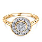 LUXURIOUS DIAMOND -Lab Grown Diamant SI Ring 925 Silber 750 Gelbgold Vermeil (Größe 17.00) ca. 0.53 ct