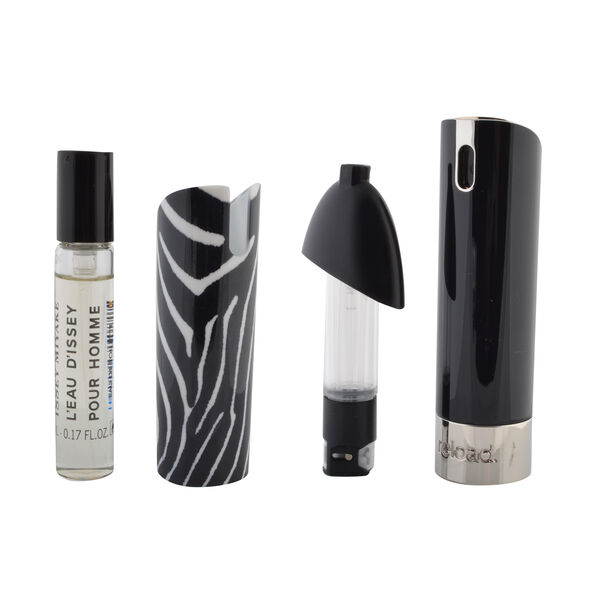 Mini Parf&uuml;mspray, nachf&uuml;llbar, Schwarz (inkl. Issey Miyake DIssey Homme - 5ml & Zebra Skin)
