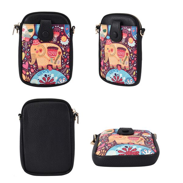 Crossbody Tasche aus Kunstleder, Elefant mit Hut image number 4