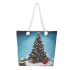 Jute Handtasche, Weihnachtsbaum Muster, Größe 42x34x9x37 cm, Blau image number 0