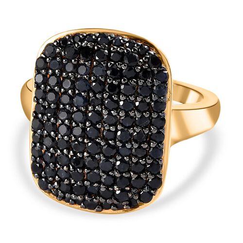 Schwarzer Saphir Ring, 925 Silber Gelbgold Vermeil (Größe 17.00) ca. 2,10 ct image number 0