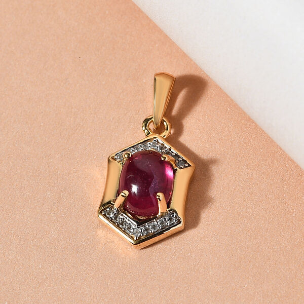 Afrikanischer Rubin und Zirkon-Anhänger, (Fissure gefüllt), 925 Silber vergoldet ca. 2,42 ct image number 3