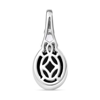 Srilankan Ebony Mondstein (Doublet), Wei&szlig;er Topas Anh&auml;nger 925 Silber rhodiniert ca. 3.17 ct