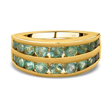 AAA Kagem Sambischer Smaragd Ring, 925 Silber Gelbgold Vermeil (Größe 17.00) ca. 1.66 ct