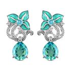 GP Italienische Garten Kollektion - Pfau Triplett Quarz und blaue Apatit-Ohrringe, 925 Silber platiniert ca. 8,57 ct
