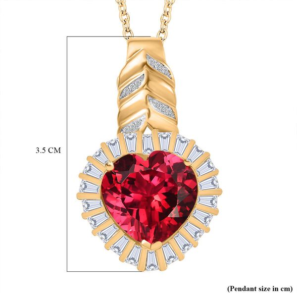 GP Amore Kollektion - Synthetischer Padparadscha Saphir, Zirkon und blauer Saphir Anhänger mit 45cm Kette - 14,15 ct. image number 6