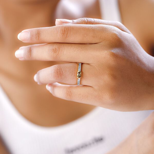 AA nat&uuml;rlicher, goldener Tansanit und Zirkon-Ring - 0,68 ct. image number 3