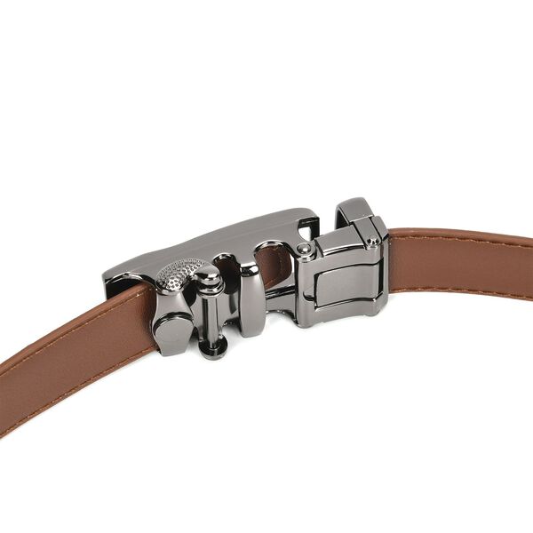 Automatik-Schnallen Ledergürtel, Braun image number 8