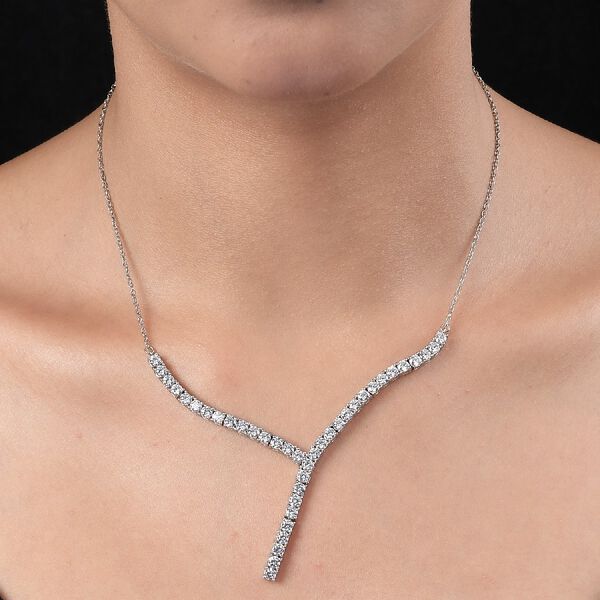 LUSTRO STELLA Hergestellt mit ZIRKONIA Halskette ca. 45 cm lange 925 Silber Platin-&Uuml;berzug 9,94 ct image number 3