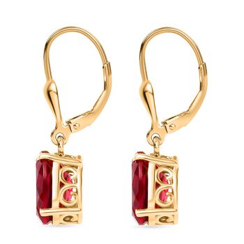 D'Joy Lab Grown Padparadscha-Saphir Ohrringe 925 Silber 750 Gelb Vergoldet ca. 5.11 ct