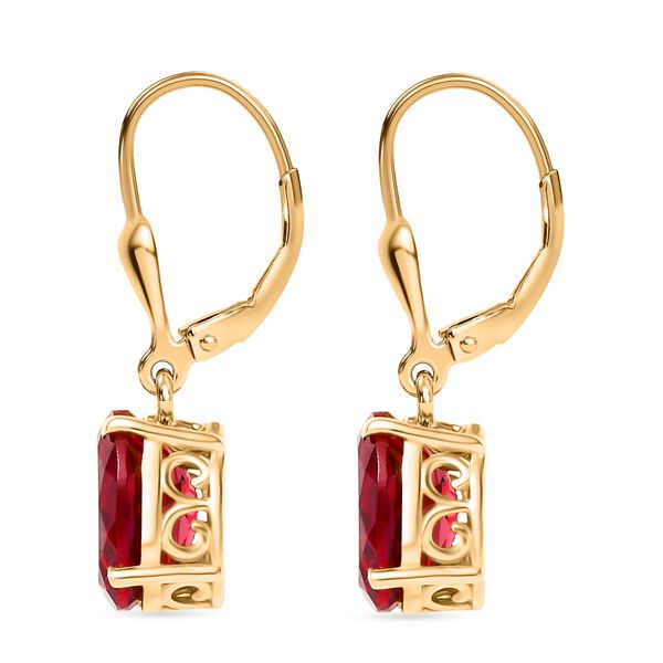 D'Joy Lab Grown Padparadscha-Saphir Ohrringe 925 Silber 750 Gelb Vergoldet ca. 5.11 ct image number 4