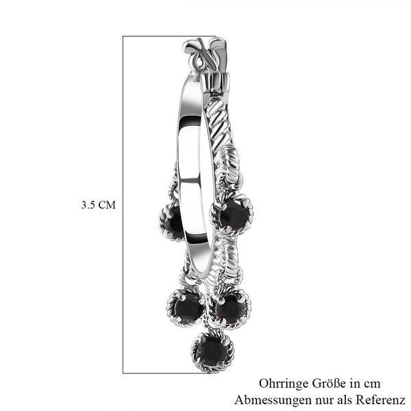 Schwarze Spinell Creolen, Edelstahl ca. 3,05 ct image number 5