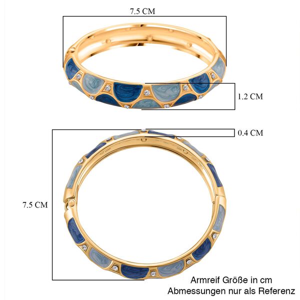Emaille-Armreif mit halbmondf&ouml;rmigem Muster in Blau und Hellblau, verziert mit wei&szlig;en Kristallen, ca. 18,5 cm image number 7