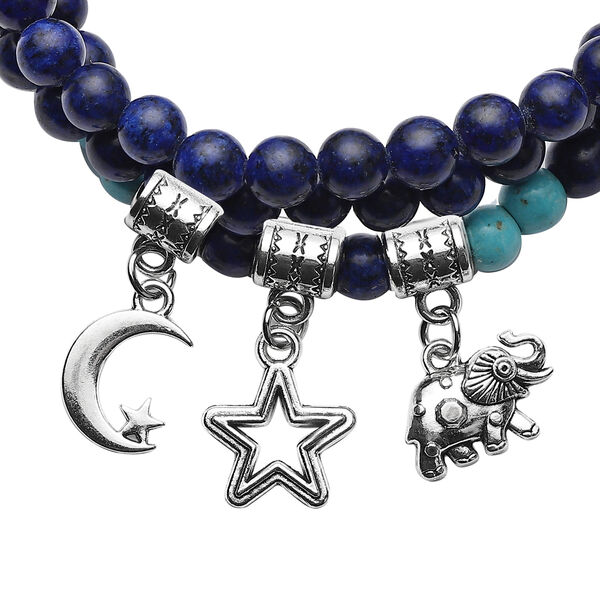 3er- Set blaues Howlit und Lapislazuli-Armband, ca. 18 cm, ca. 183,50 ct image number 3