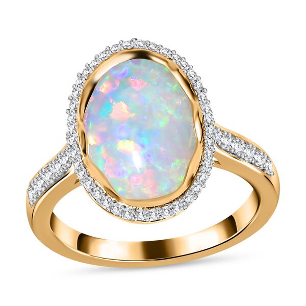 AAA nat&uuml;rlicher, &auml;thiopischer Welo Opal und Zirkon-Ring - 4,33 ct. image number 5