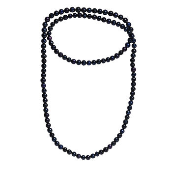 Blaue gef&auml;rbte S&uuml;&szlig;wasserperle Halskette, 70 cm