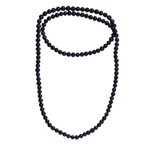 Blaue gefärbte Süßwasserperle Halskette, 70 cm image number 4