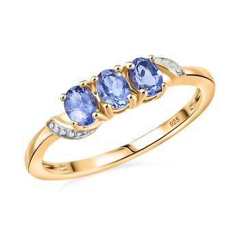 AA Tansanit Ring 925 Silber 750 Gelb Vergoldet (Gr&ouml;&szlig;e 20.00) ca. 0,55 ct