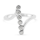 Moissanit Bypass Ring 925 Silber rhodiniert (Gr&ouml;&szlig;e 16.00) ca. 0,15 ct