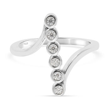 Moissanit Bypass Ring 925 Silber rhodiniert (Gr&ouml;&szlig;e 16.00) ca. 0,15 ct