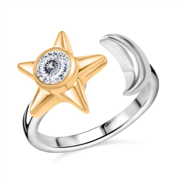 D'Joy Moissanit Ring, 925 Silber vergoldet und platiniert - 0,49 ct. image number 4