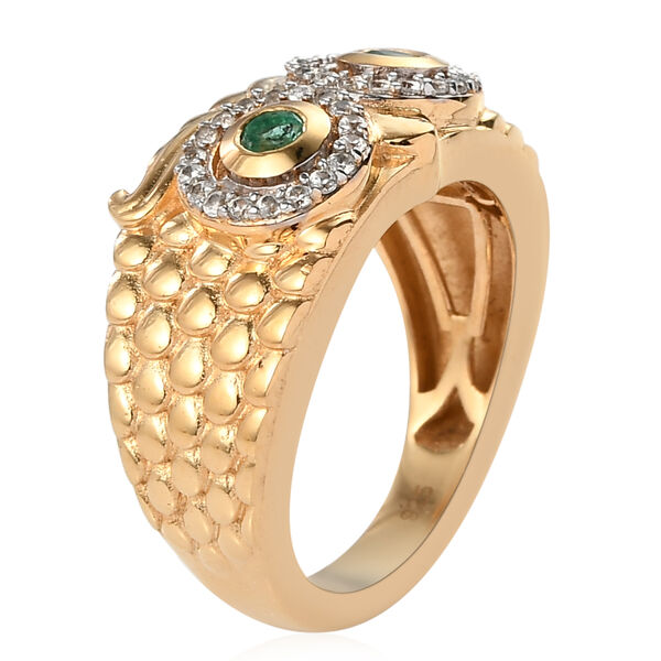 Kagem Sambischer Smaragd und Zirkon Ring 925 Silber vergoldet  ca. 0,71 ct image number 5