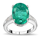 Smaragd-Triplett-Quarz und weißer Zirkon-Ring, 925 Silber platiniert  ca. 6,79 ct image number 3